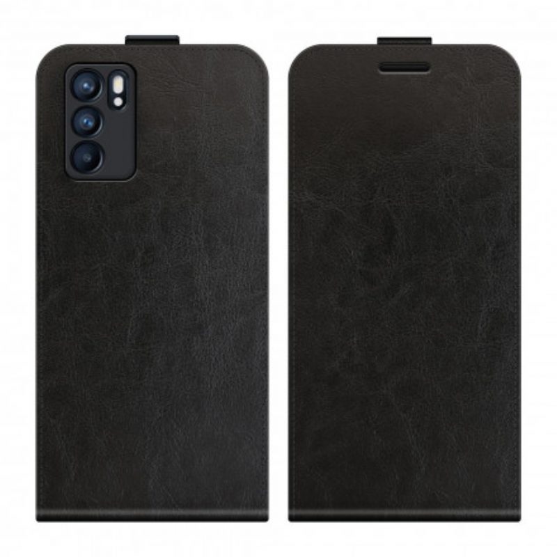 Folio-hoesje voor Oppo Reno 6 5G Flip Case Verticale Flap Met Leereffect