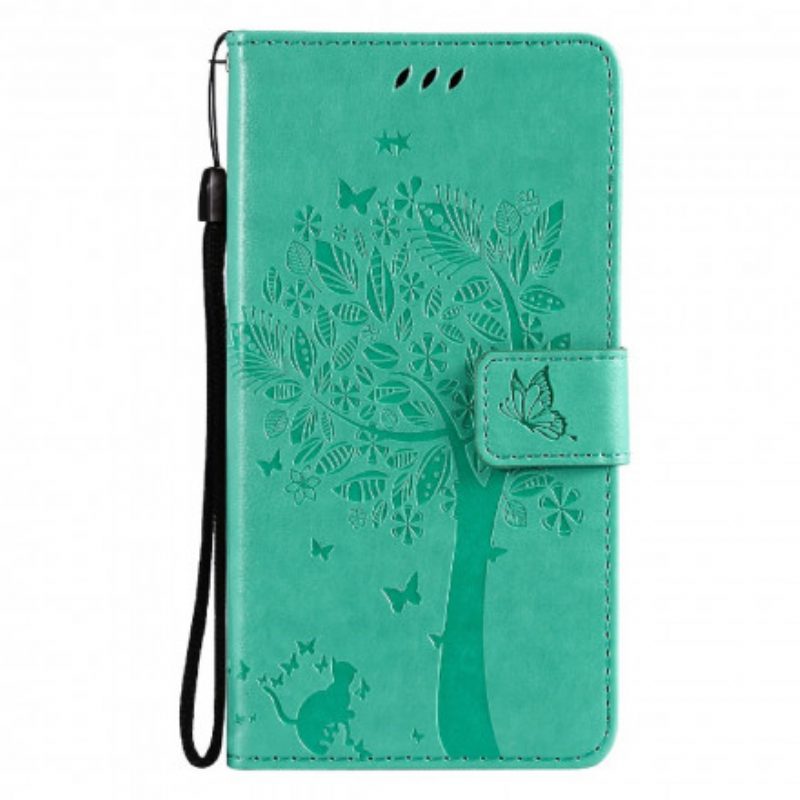 Folio-hoesje voor Oppo Reno 6 5G Met Ketting Boom En Strappy Cat