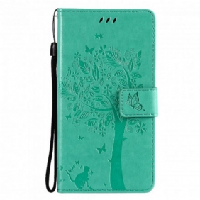 Folio-hoesje voor Oppo Reno 6 5G Met Ketting Boom En Strappy Cat