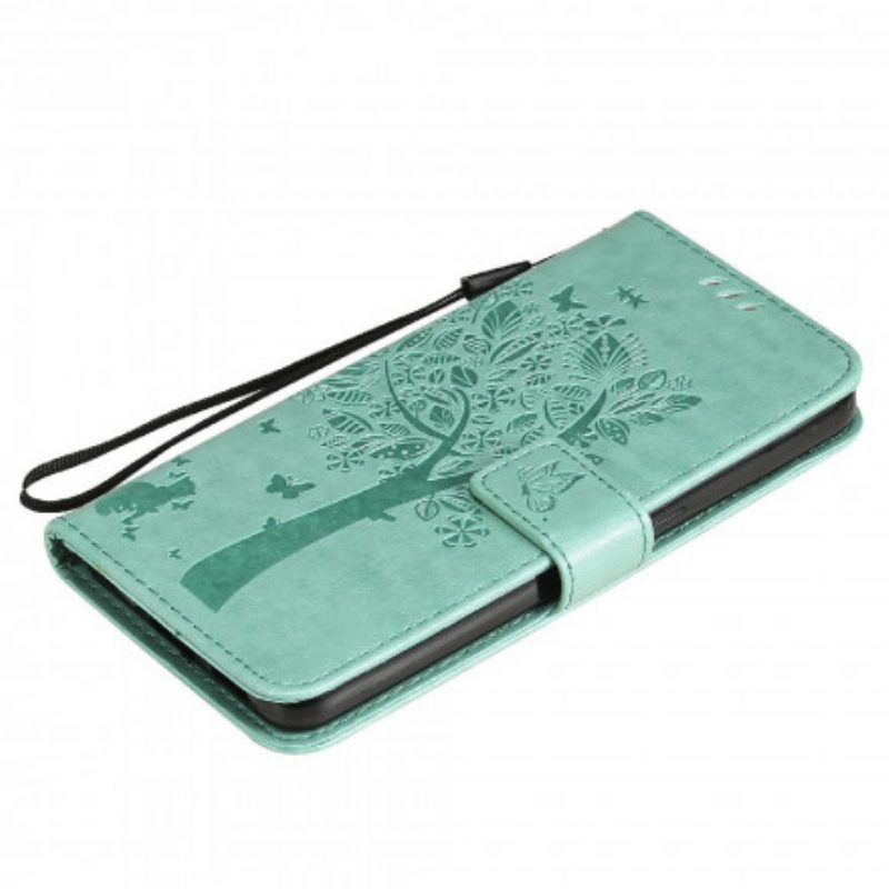 Folio-hoesje voor Oppo Reno 6 5G Met Ketting Boom En Strappy Cat