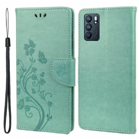 Folio-hoesje voor Oppo Reno 6 5G Vlinders En Bloemen