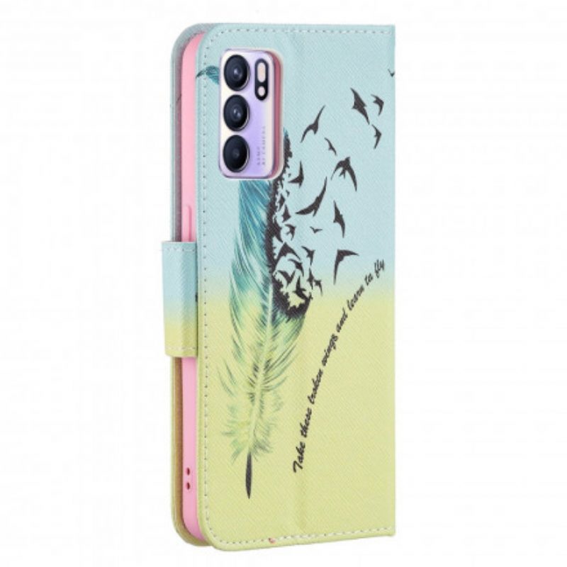 Leren Hoesje voor Oppo Reno 6 5G Leren Vliegen