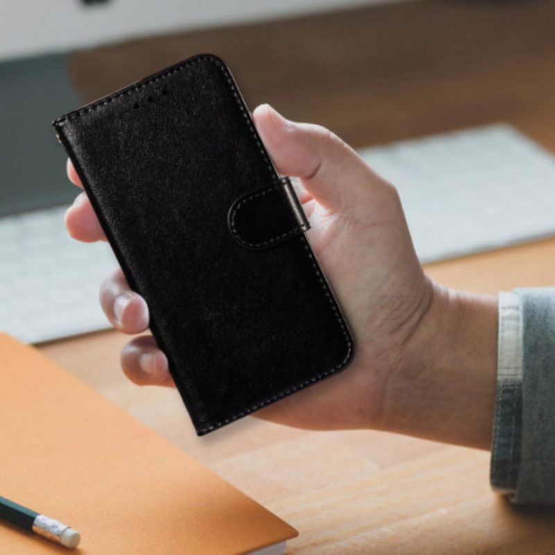 Folio-hoesje voor Poco M3 Monochrome Lederen Stijl