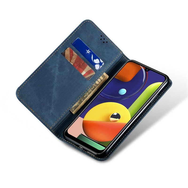 Bescherming Hoesje voor Samsung Galaxy A50 Folio-hoesje Spijkerstof