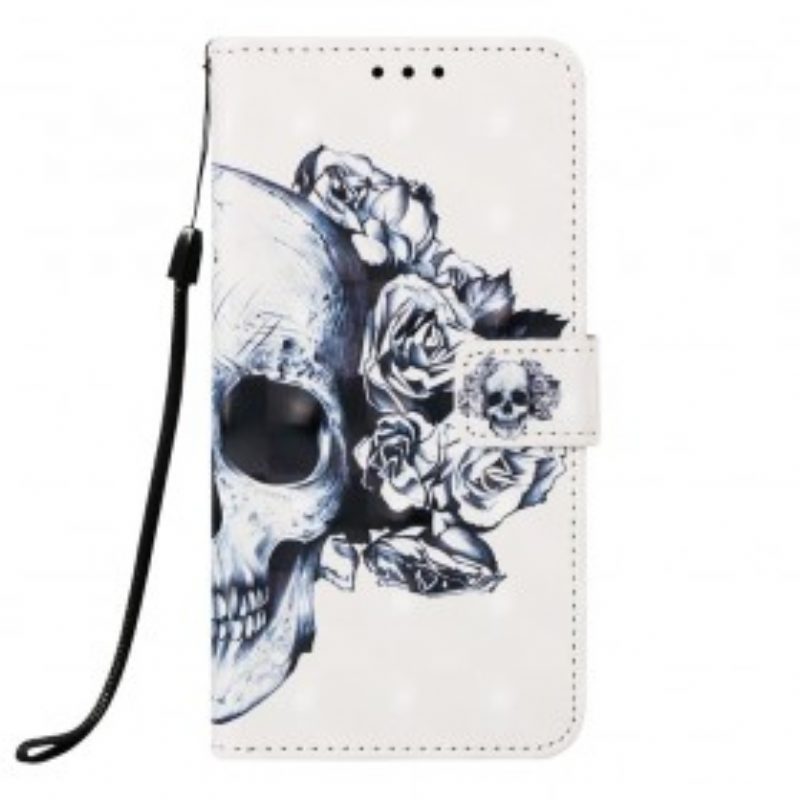 Flip Case voor Samsung Galaxy A50 Bloemrijke Schedel