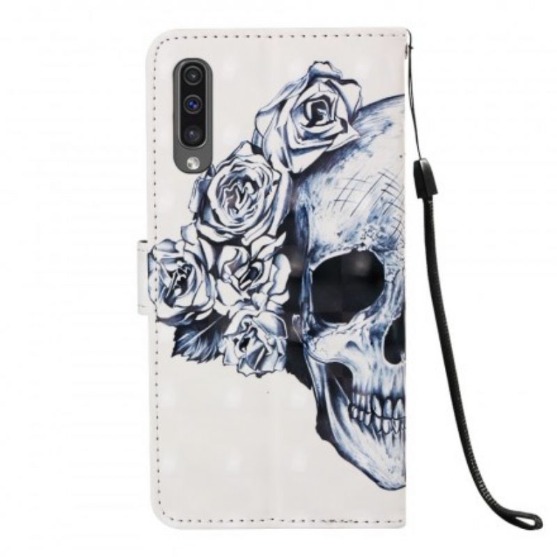 Flip Case voor Samsung Galaxy A50 Bloemrijke Schedel