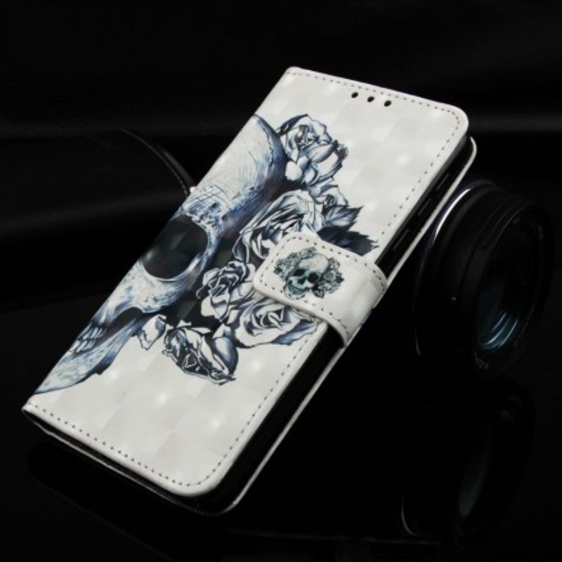 Flip Case voor Samsung Galaxy A50 Bloemrijke Schedel