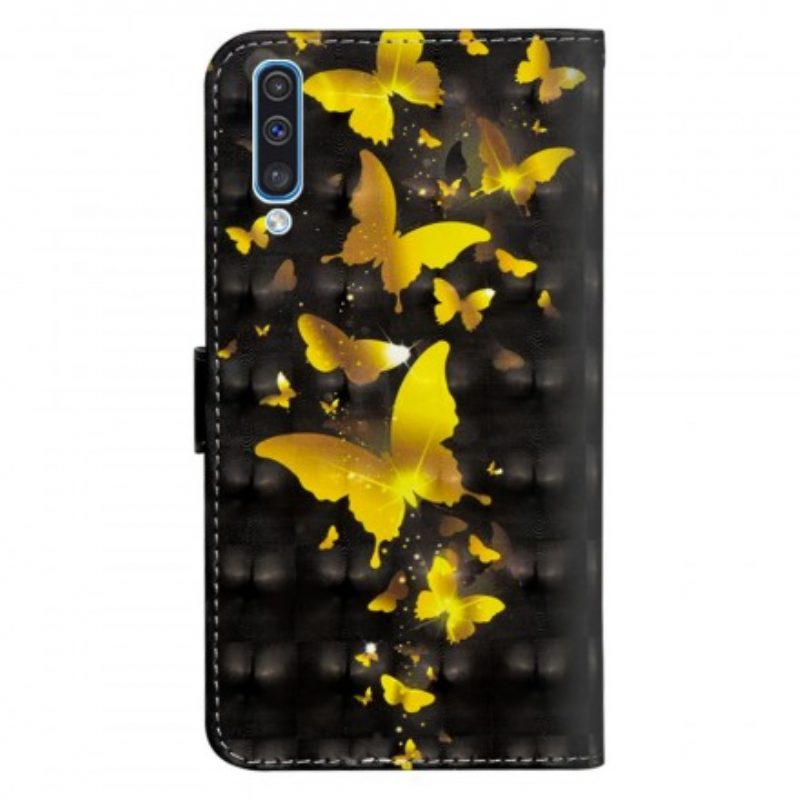 Flip Case voor Samsung Galaxy A50 Gele Vlinders