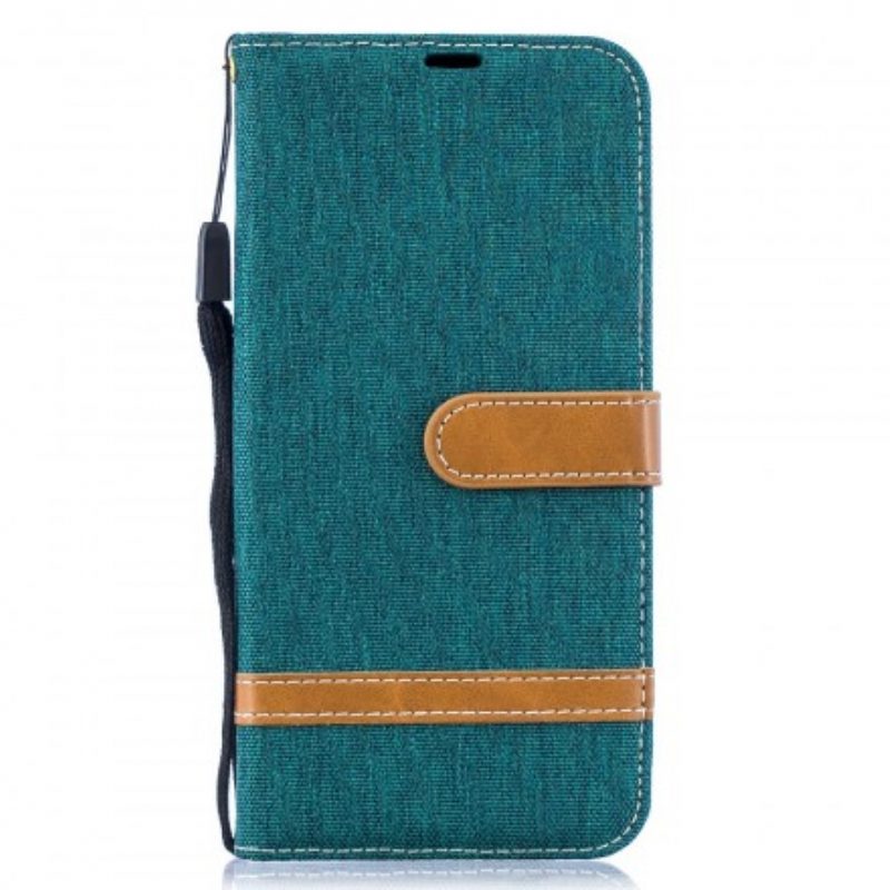 Flip Case voor Samsung Galaxy A50 Met Ketting Band Van Stof En Leereffect