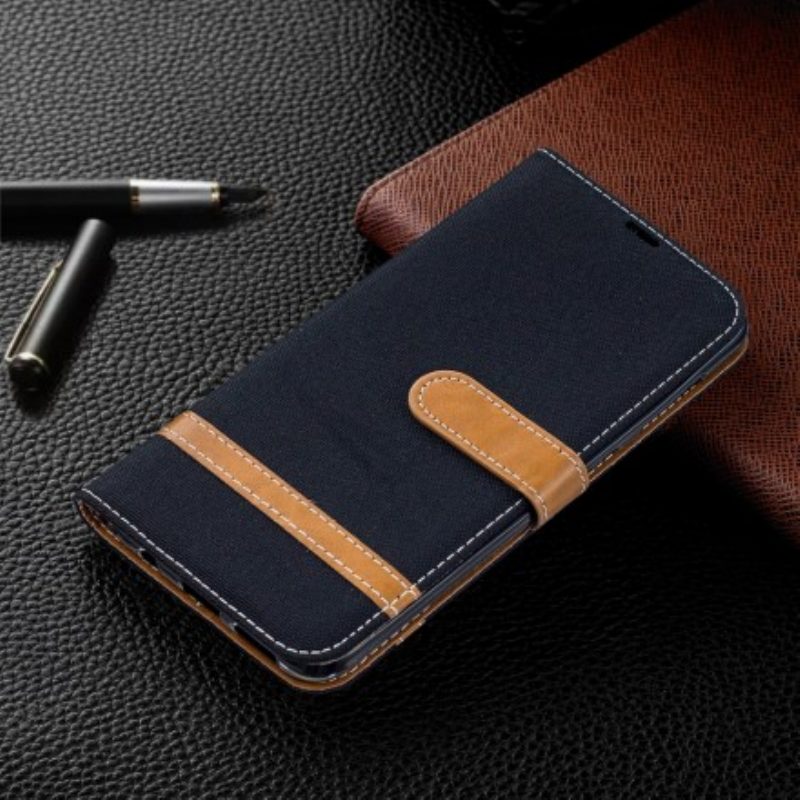 Flip Case voor Samsung Galaxy A50 Met Ketting Band Van Stof En Leereffect