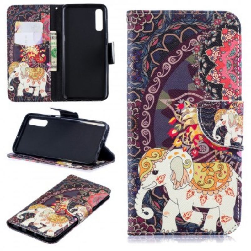 Folio-hoesje voor Samsung Galaxy A50 Etnische Olifanten Mandala