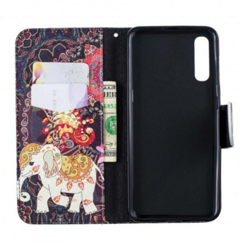 Folio-hoesje voor Samsung Galaxy A50 Etnische Olifanten Mandala