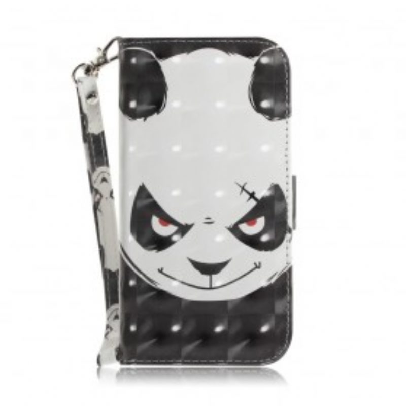 Folio-hoesje voor Samsung Galaxy A50 Met Ketting Boze Panda Met Lanyard