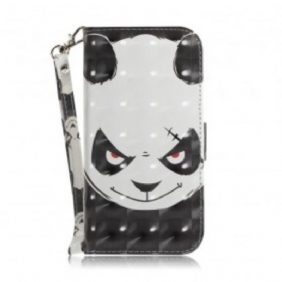 Folio-hoesje voor Samsung Galaxy A50 Met Ketting Boze Panda Met Lanyard