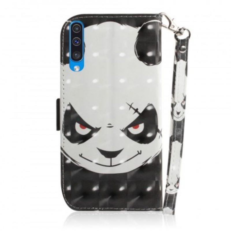 Folio-hoesje voor Samsung Galaxy A50 Met Ketting Boze Panda Met Lanyard