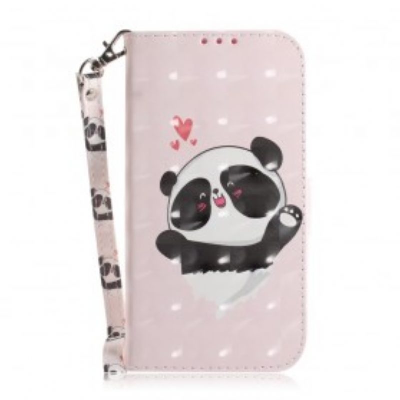 Folio-hoesje voor Samsung Galaxy A50 Met Ketting Panda Love Met Sleutelkoord