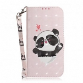 Folio-hoesje voor Samsung Galaxy A50 Met Ketting Panda Love Met Sleutelkoord