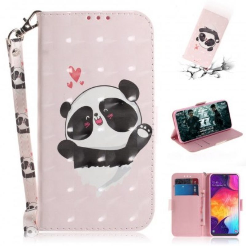 Folio-hoesje voor Samsung Galaxy A50 Met Ketting Panda Love Met Sleutelkoord