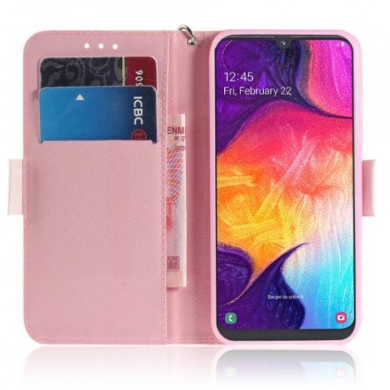 Folio-hoesje voor Samsung Galaxy A50 Met Ketting Pompoen Met Bandjes