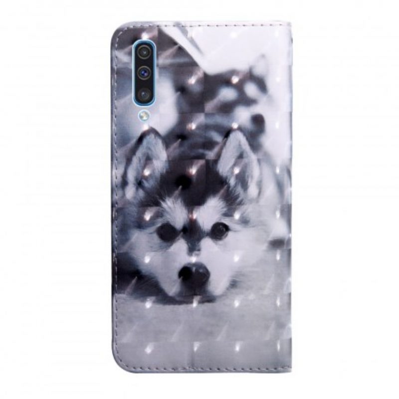 Folio-hoesje voor Samsung Galaxy A50 Zwart-witte Hond