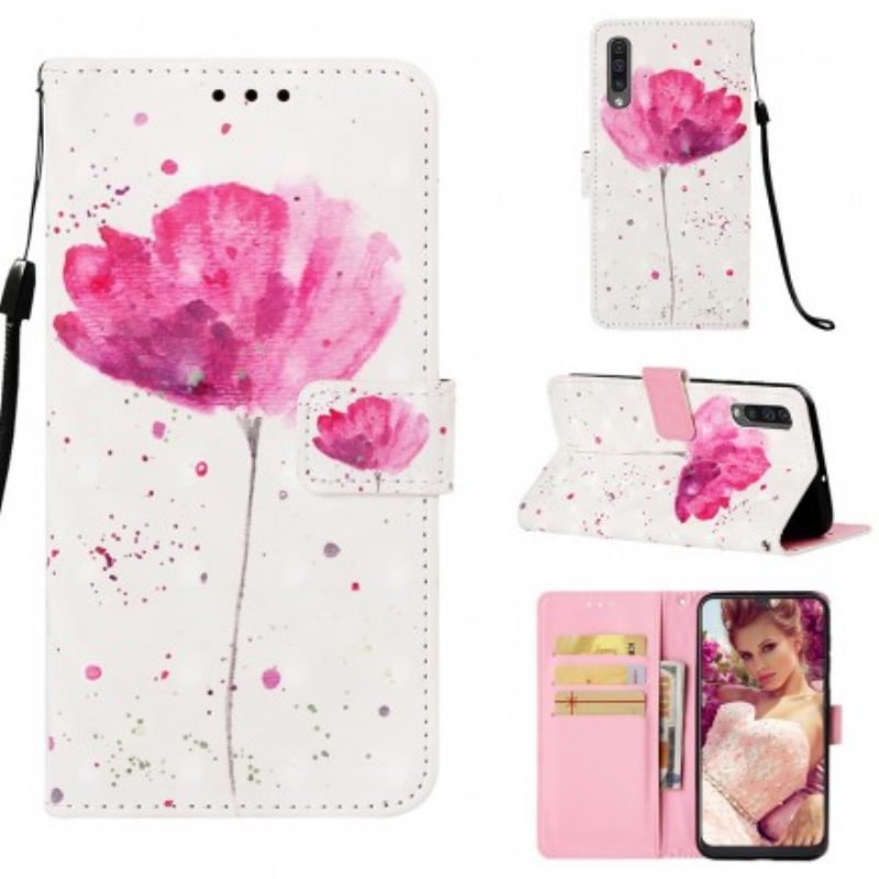 Hoesje Flip Case voor Samsung Galaxy A50 Aquarel Papaver