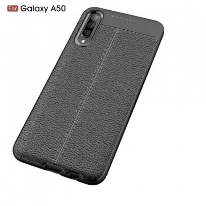 Telefoonhoesje voor Samsung Galaxy A50 Dubbellijnig Litchi-leereffect