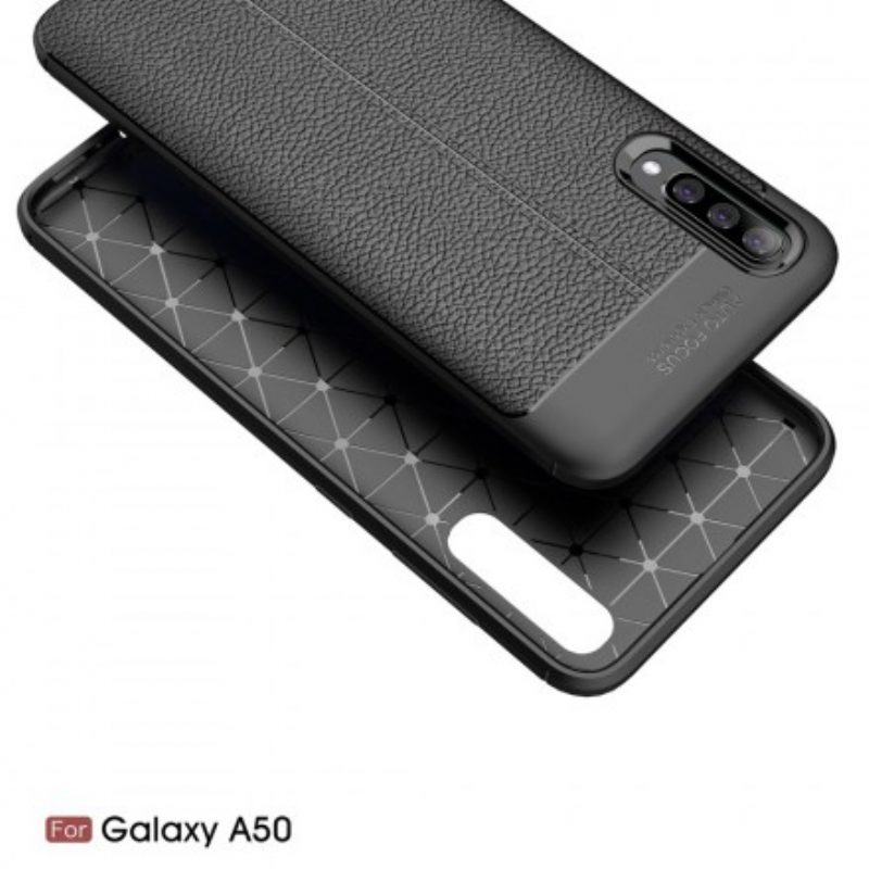 Telefoonhoesje voor Samsung Galaxy A50 Dubbellijnig Litchi-leereffect