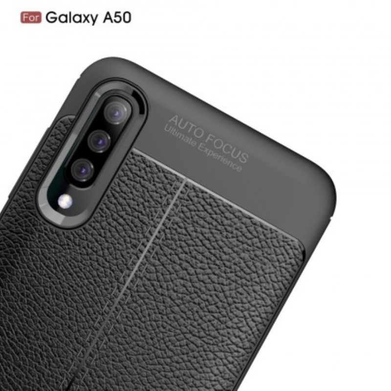 Telefoonhoesje voor Samsung Galaxy A50 Dubbellijnig Litchi-leereffect