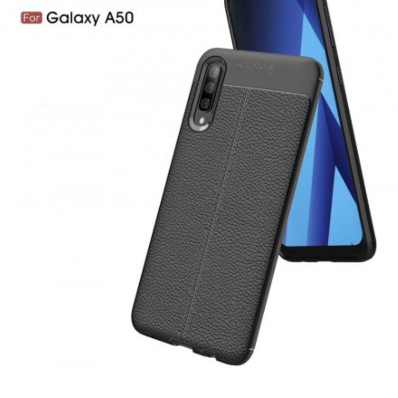 Telefoonhoesje voor Samsung Galaxy A50 Dubbellijnig Litchi-leereffect