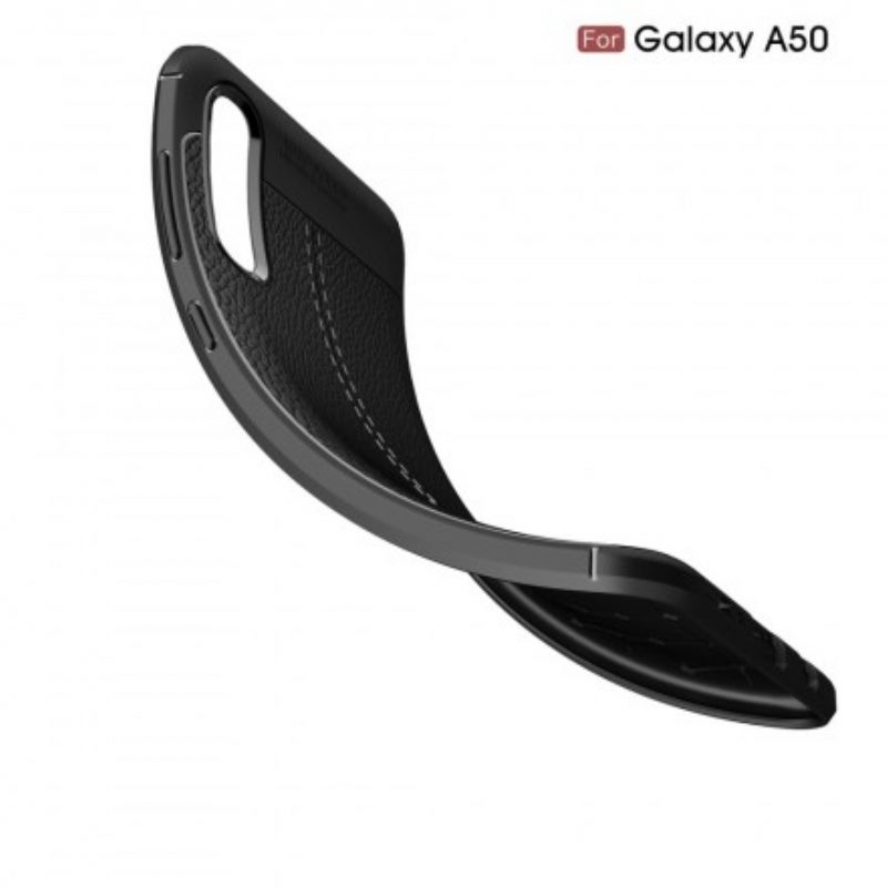 Telefoonhoesje voor Samsung Galaxy A50 Dubbellijnig Litchi-leereffect