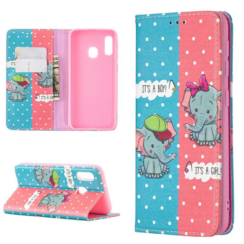 Bescherming Hoesje voor Samsung Galaxy A20e Folio-hoesje Baby Olifanten