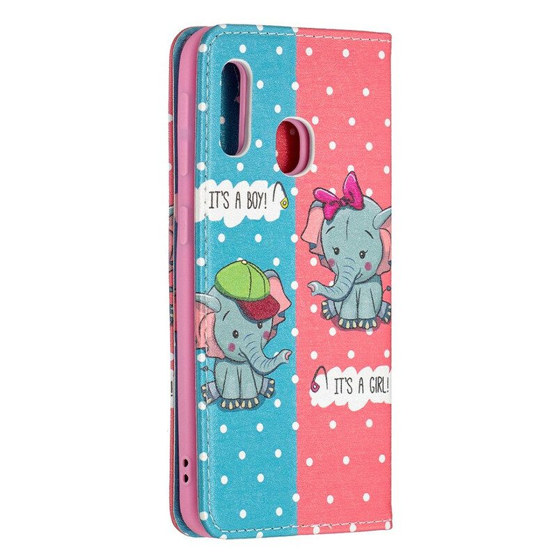 Bescherming Hoesje voor Samsung Galaxy A20e Folio-hoesje Baby Olifanten