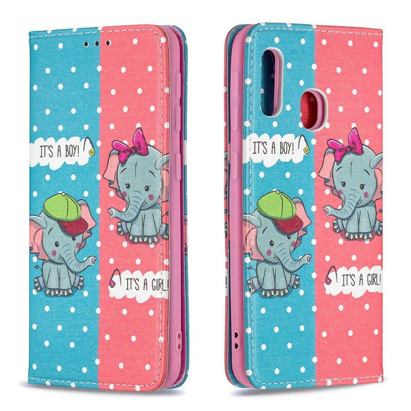 Bescherming Hoesje voor Samsung Galaxy A20e Folio-hoesje Baby Olifanten