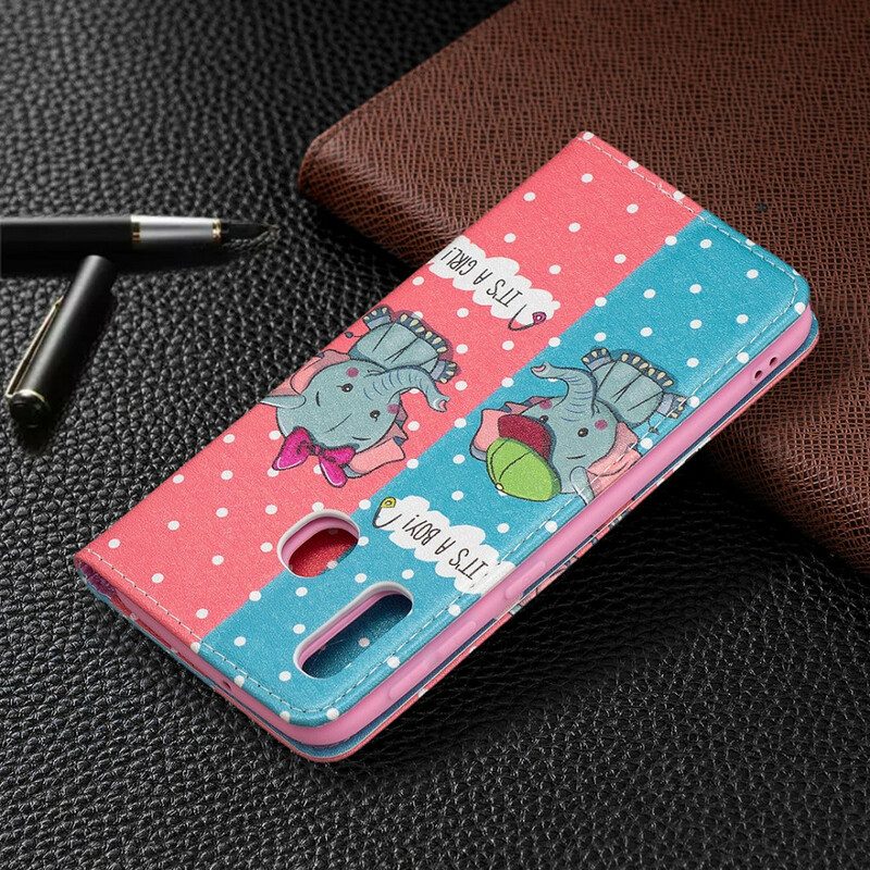 Bescherming Hoesje voor Samsung Galaxy A20e Folio-hoesje Baby Olifanten