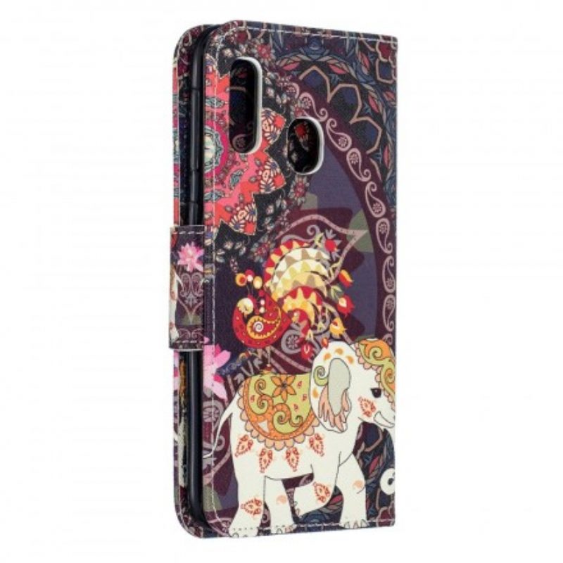 Flip Case voor Samsung Galaxy A20e Etnische Olifanten Mandala