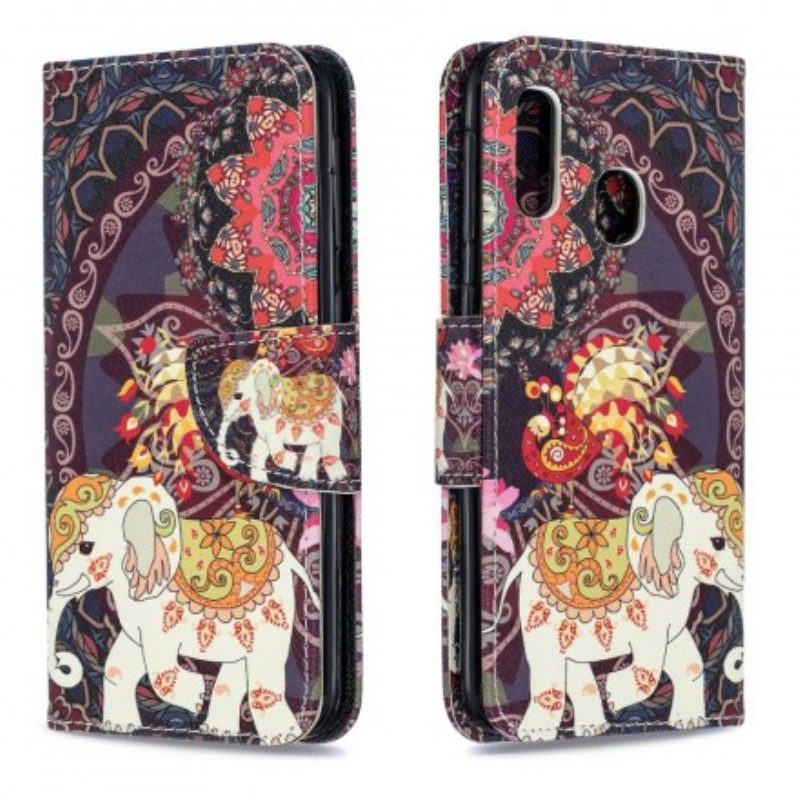 Flip Case voor Samsung Galaxy A20e Etnische Olifanten Mandala