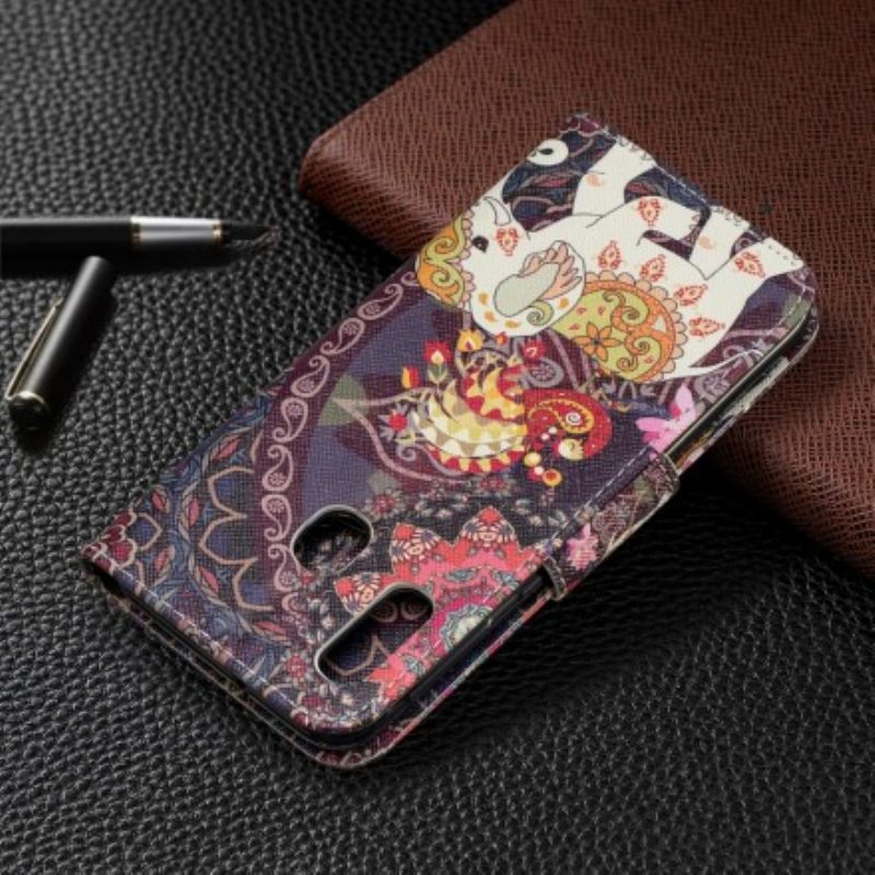 Flip Case voor Samsung Galaxy A20e Etnische Olifanten Mandala