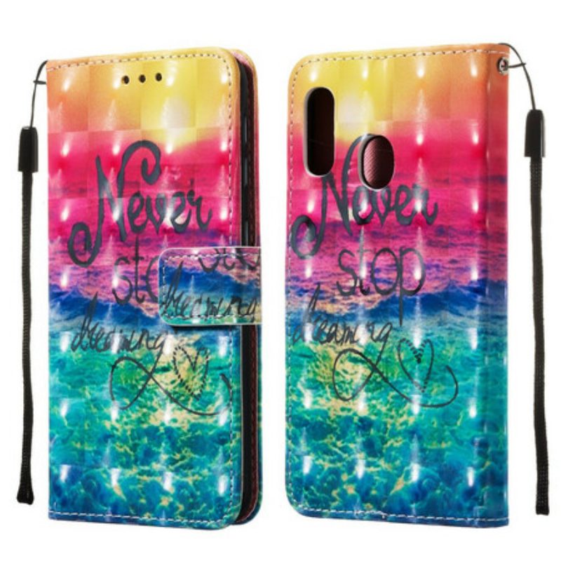 Flip Case voor Samsung Galaxy A20e Stop Nooit Met Dromen