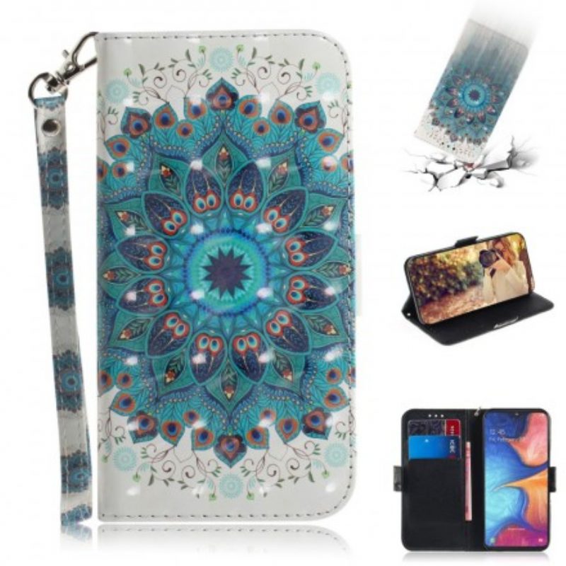 Folio-hoesje voor Samsung Galaxy A20e Met Ketting Meesterlijke Mandala Met Riem