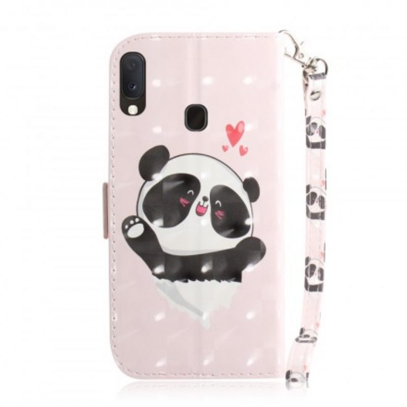 Folio-hoesje voor Samsung Galaxy A20e Met Ketting Panda Love Met Sleutelkoord