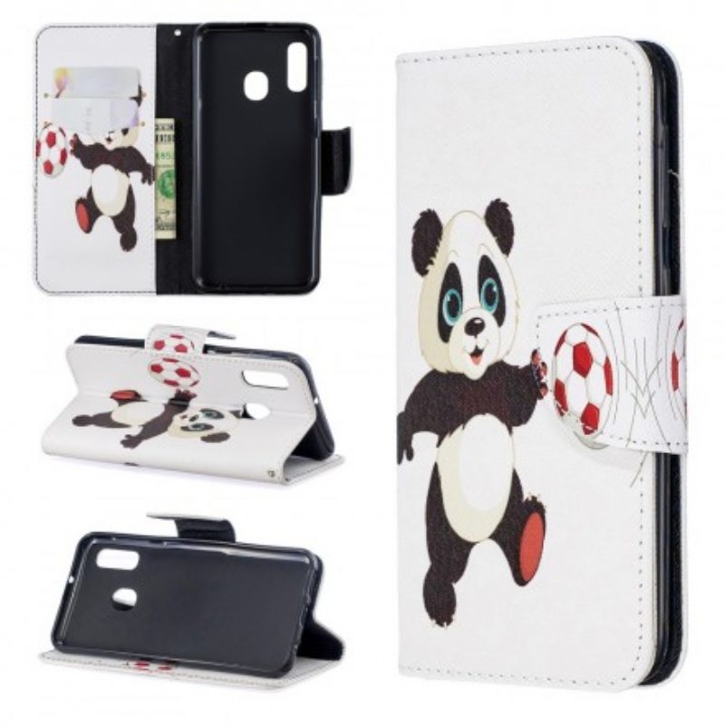 Folio-hoesje voor Samsung Galaxy A20e Panda Voetbal