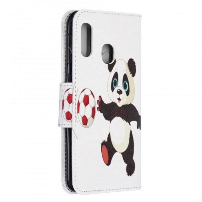 Folio-hoesje voor Samsung Galaxy A20e Panda Voetbal