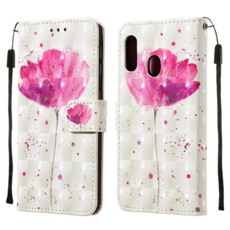 Hoesje Folio-hoesje voor Samsung Galaxy A20e Aquarel Papaver