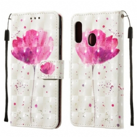 Hoesje Folio-hoesje voor Samsung Galaxy A20e Aquarel Papaver