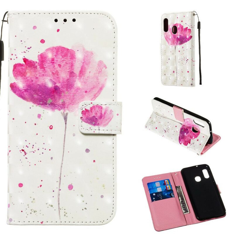 Hoesje Folio-hoesje voor Samsung Galaxy A20e Aquarel Papaver