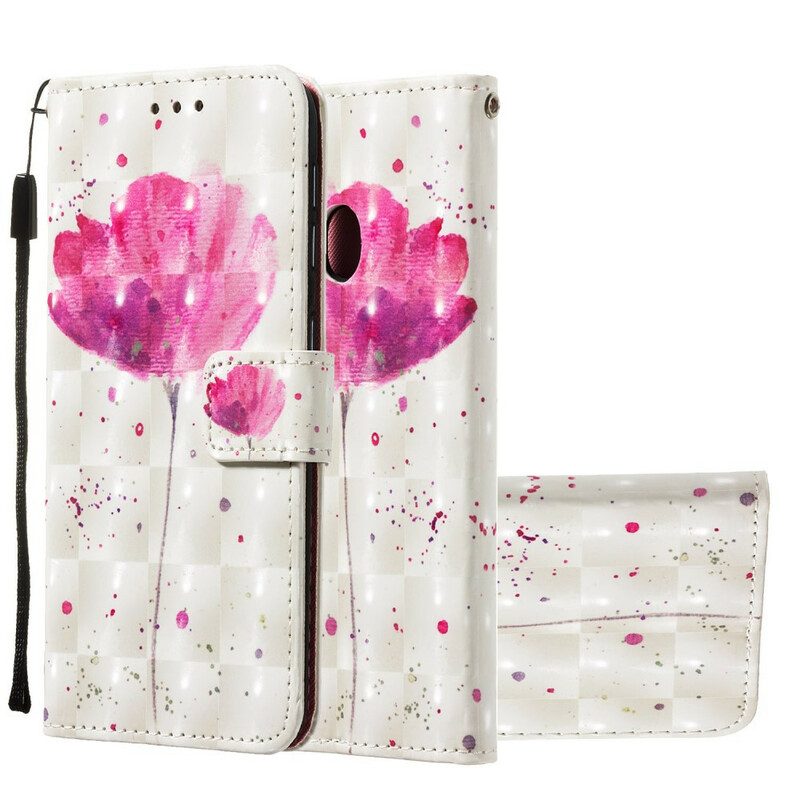 Hoesje Folio-hoesje voor Samsung Galaxy A20e Aquarel Papaver