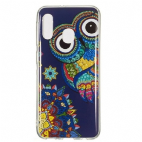 Hoesje voor Samsung Galaxy A20e Fluorescerende Uil Mandala