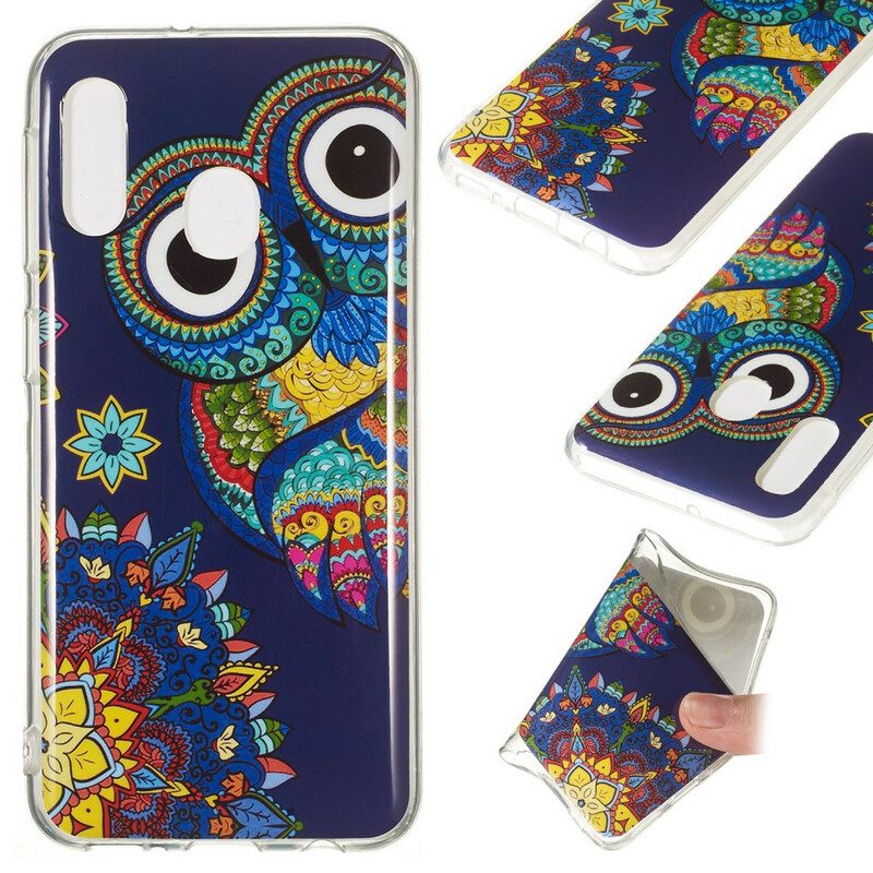 Hoesje voor Samsung Galaxy A20e Fluorescerende Uil Mandala