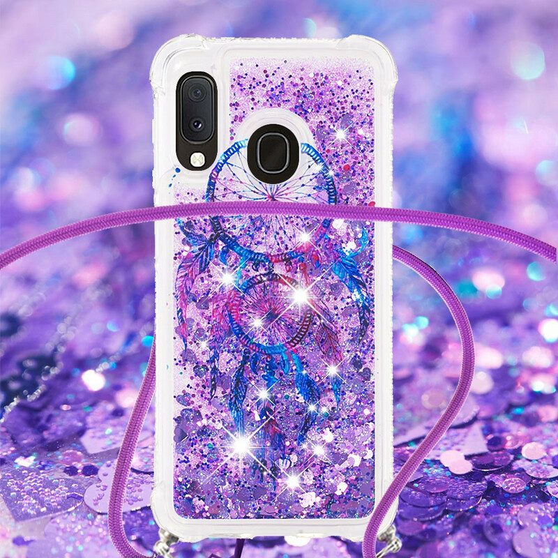 Hoesje voor Samsung Galaxy A20e Met Koord Dreamcatcher Met Trekkoord En Pailletten