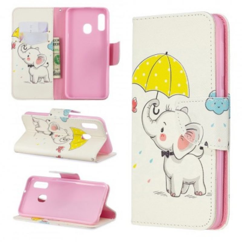 Leren Hoesje voor Samsung Galaxy A20e Baby Olifant